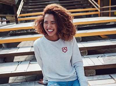 Lambda Woman Wearing Sweater Sitting 1